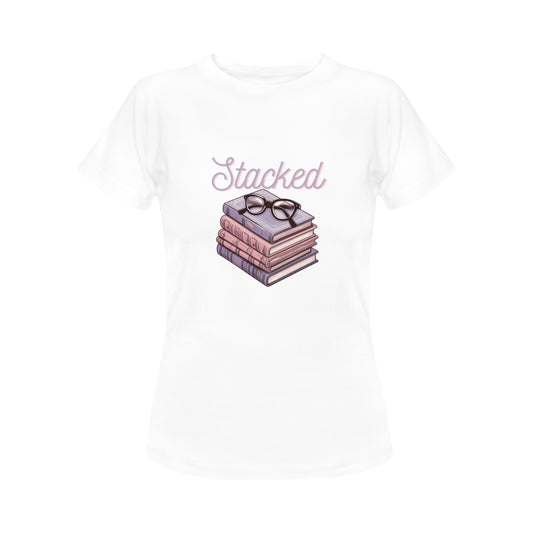 Women's Stacked White T shirt